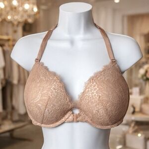 Victoria's Secret Mauve Lace Dream Angels Push Up Plunge Bra Sexy Dress Up 38D